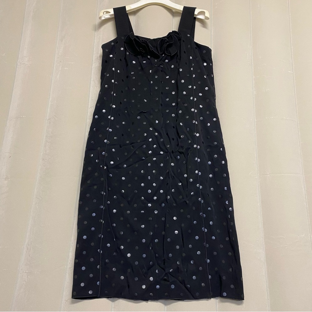Marc Jacobs Women’s Shift Dress Size 12 Polka Dot Ruffled Neck Feminine Designer